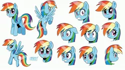 Size: 4096x2307 | Tagged: safe, artist:_ton618_, derpibooru import, rainbow dash, pegasus, pony, cute, dashabetes, expressions, female, floppy ears, flying, folded wings, gritted teeth, image, jpeg, looking at you, mare, open mouth, rear view, side view, simple background, smiling, solo, spread wings, talking, teeth, white background, wings