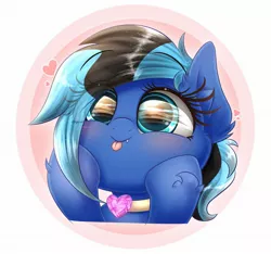 Size: 1884x1760 | Tagged: safe, artist:phoenixrk49, derpibooru import, oc, unofficial characters only, pony, ear fluff, eye clipping through hair, eye reflection, fangs, heart, hoof on cheek, image, jpeg, reflection, simple background, solo, tongue out, white background