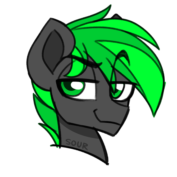 Size: 2000x2000 | Tagged: safe, artist:sickly-sour, derpibooru import, oc, oc:bytewave, unofficial characters only, pegasus, pony, bust, colored sketch, eye clipping through hair, eyebrows, eyebrows visible through hair, image, lidded eyes, looking at you, male, pegasus oc, png, portrait, signature, simple background, sketch, smiling, smirk, smug, solo, two toned mane, white background, wings
