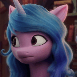 Size: 600x600 | Tagged: safe, derpibooru import, screencap, izzy moonbow, pony, unicorn, my little pony: a new generation, animated, cropped, crystal tea room, female, g5, gif, image, mare, solo