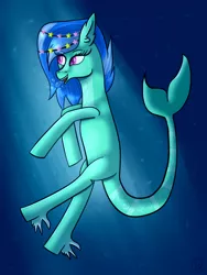 Size: 600x800 | Tagged: safe, artist:rose-blade, derpibooru import, oc, unofficial characters only, merpony, pony, blue mane, bubble, crepuscular rays, ear fluff, female, fish tail, image, mare, ocean, open mouth, pink eyes, png, solo, tail, underwater, water