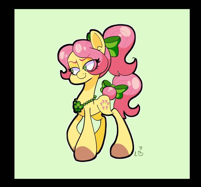 Size: 2000x1867 | Tagged: safe, artist:galaxydream22, derpibooru import, posey (g5), earth pony, pony, female, g5, green background, image, jpeg, mare, simple background, smiling, solo