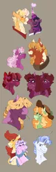 Size: 2260x6980 | Tagged: safe, artist:angstyram, derpibooru import, apple bloom, applejack, big macintosh, cheerilee, diamond tiara, twilight sparkle, twilight sparkle (alicorn), oc, oc:hollyhock, oc:honeysuckle, oc:huckleberry snapper, oc:lumos, oc:mulberry, oc:pear marie butter ii, alicorn, earth pony, pony, beige background, bust, canon x oc, cheerimac, cowboy hat, diamondbloom, eyes closed, female, hair over eyes, hat, image, infidelity, kissing, lesbian, male, mare, offspring, older, older apple bloom, older diamond tiara, parent:big macintosh, parent:cheerilee, parent:fancypants, parent:fleur-de-lis, parents:cheerimac, parents:fancyfleur, png, scar, shipping, simple background, stallion, straight, straw in mouth, twijack