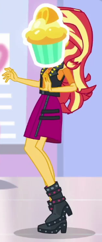 Size: 209x495 | Tagged: safe, derpibooru import, screencap, sunset shimmer, do it for the ponygram!, equestria girls, equestria girls series, spoiler:eqg series (season 2), cropped, cupcake, food, image, png, solo
