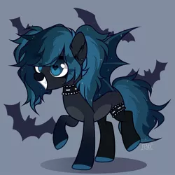 Size: 1080x1080 | Tagged: safe, artist:fenix-artist, derpibooru import, oc, unofficial characters only, bat, bat pony, pony, bat pony oc, bat wings, colored hooves, gray background, grin, heart eyes, image, jpeg, simple background, smiling, solo, wingding eyes, wings