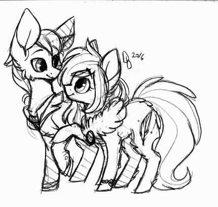 Size: 430x409 | Tagged: safe, artist:tay-niko-yanuciq, derpibooru import, oc, unofficial characters only, earth pony, pony, unicorn, chest fluff, earth pony oc, female, horn, image, lineart, male, mare, monochrome, png, raised hoof, simple background, stallion, transparent background, unicorn oc