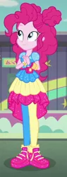 Size: 230x606 | Tagged: safe, derpibooru import, screencap, pinkie pie, equestria girls, equestria girls series, five lines you need to stand in, spoiler:eqg series (season 2), cropped, image, png, solo