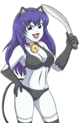 Size: 2263x3543 | Tagged: suggestive, artist:sumin6301, derpibooru import, rarity, cat, equestria girls, bra, breasts, busty rarity, catgirl, clothes, female, high res, image, jpeg, kukri, melee weapon, open mouth, open smile, panties, raricat, smiling, solo, solo female, stupid sexy rarity, underwear, weapon