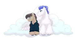 Size: 1280x732 | Tagged: safe, artist:itstechtock, derpibooru import, oc, oc:swift wing, oc:waxing lyrical, bat pony, pony, cloud, glasses, image, lying down, male, png, prone, simple background, stallion, transparent background