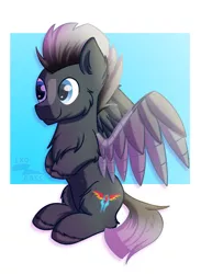 Size: 1024x1400 | Tagged: safe, artist:exobass, derpibooru import, oc, oc:platinum shadow, pegasus, pony, amputee, artificial wings, augmented, chest fluff, commission, fluffy, fluufy, image, jpeg, pegasus oc, prosthetic limb, prosthetic wing, prosthetics, unsh, wings
