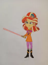 Size: 828x1104 | Tagged: safe, artist:wildguardianangel31, sunset shimmer, equestria girls, image, jedi, jpeg, solo, star wars