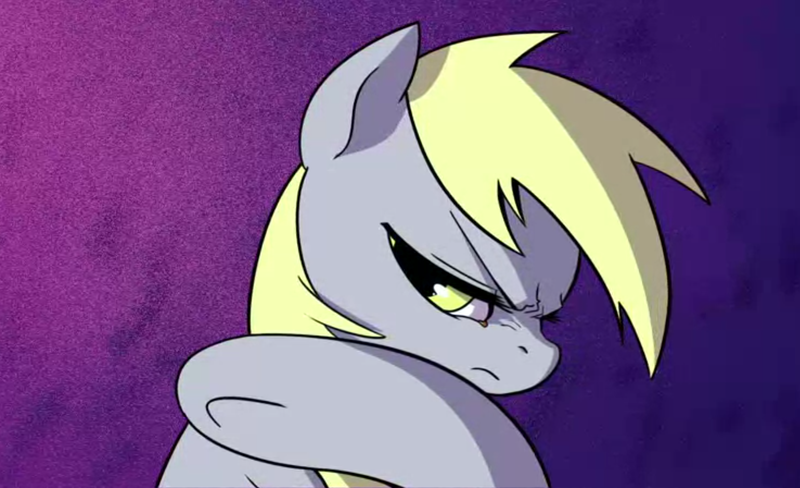 Size: 1770x1080 | Tagged: safe, artist:doublewbrothers, derpibooru import, derpy hooves, pegasus, pony, :c, >:c, angry, badass, blonde mane, determined, determined face, epic, epic derpy, female, frown, golden eyes, gradient background, image, looking back, mare, narrowed eyes, png, raised hoof, serious, serious face, shadow, solo, swipe, waving, yellow eyes, yellow mane