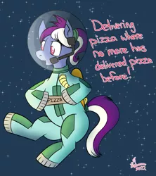 Size: 1145x1288 | Tagged: safe, artist:whirlwindflux, derpibooru import, oc, oc:single slice, earth pony, pony, female, image, mare, png, solo, space, spacesuit