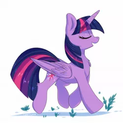 Size: 2048x2048 | Tagged: safe, artist:ask-colorsound, derpibooru import, twilight sparkle, twilight sparkle (alicorn), alicorn, pony, chest fluff, cute, eyebrows, eyebrows visible through hair, eyes closed, female, image, jpeg, leg fluff, open mouth, profile, simple background, solo, twiabetes, white background