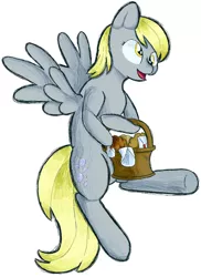 Size: 1280x1757 | Tagged: safe, artist:trr_bc, derpibooru import, derpy hooves, pegasus, pony, fighting is magic, bag, fighting is magic aurora, food, image, jpeg, mail, mailbag, muffin, simple background, splash art, white background