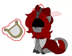 Size: 782x607 | Tagged: safe, artist:fsnyion, derpibooru import, oc, oc:shooting star, kirin, pony town, bard, fantasy class, image, lyre, musical instrument, png, solo, terraria