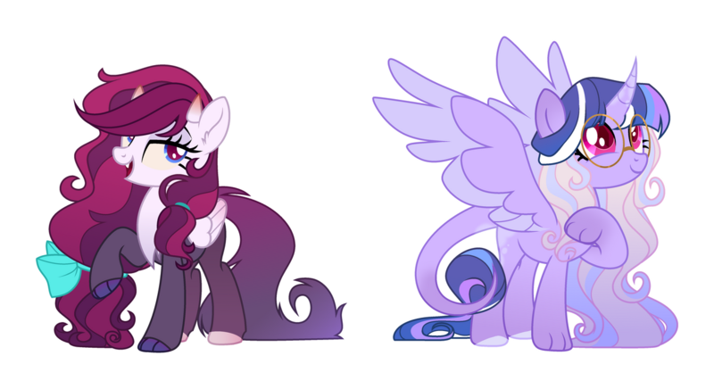 Size: 1280x698 | Tagged: safe, artist:auroranovasentry, derpibooru import, oc, oc:nightlight, oc:sapphire, alicorn, hybrid, pony, base used, female, glasses, image, interspecies offspring, mare, offspring, parent:discord, parent:rarity, parent:twilight sparkle, parents:discolight, parents:raricord, png, simple background, transparent background