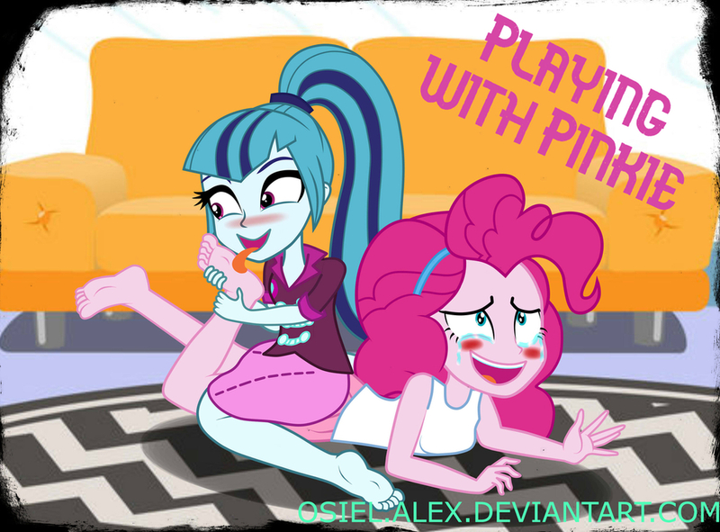 Size: 1024x756 | Tagged: suggestive, artist:osiel-alex, derpibooru import, pinkie pie, sonata dusk, equestria girls, barefoot, blushing, clothes, couch, crying, duo, duo female, erotic tickling, feet, female, femdom, femsub, fetish, foot fetish, foot focus, foot worship, image, jpeg, laughing, licking, licking foot, lying down, open mouth, prone, shirt, sitting on person, skirt, submissive, tanktop, tears of laughter, tickle fetish, tickle torture, tickling, tongue out