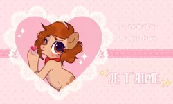 Size: 2000x1200 | Tagged: safe, artist:fenix-artist, derpibooru import, oc, unofficial characters only, earth pony, pony, blowing a kiss, bust, commission, earth pony oc, eyelashes, female, heart, image, mare, one eye closed, png, smiling, solo, underhoof, valentine's day card, wink, ych result