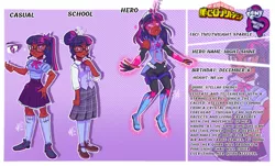 Size: 1035x624 | Tagged: safe, artist:geluatekurama, sci-twi, twilight sparkle, equestria girls, crossover, crystal guardian, image, my hero academia, png, solo