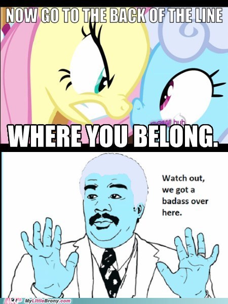 Size: 450x600 | Tagged: safe, derpibooru import, fluttershy, linky, shoeshine, earth pony, pegasus, pony, angry, artifact, caption, hub logo, image, image macro, impact font, jpeg, logo, meme, my little brony, neil degrasse tyson, ponified meme, reaction image, text, the hub, watermark, we got a badass over here