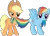 Size: 2906x2064 | Tagged: safe, artist:skie-vinyl, derpibooru import, applejack, rainbow dash, earth pony, pegasus, pony, .svg available, applejack's hat, biting, cowboy hat, duo, female, hat, high res, image, mare, png, simple background, tail, tail bite, tail pull, transparent background, vector