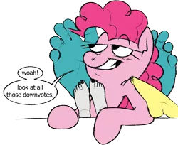 Size: 1280x1046 | Tagged: safe, derpibooru import, pinkie pie, downvote bait, feet, fruit by the foot, image, png, several feet, trolling