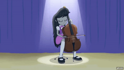 Size: 1280x720 | Tagged: safe, derpibooru import, screencap, octavia melody, equestria girls, rainbow rocks, animated, bow (instrument), cello, cello bow, eyes closed, female, gif, gifs.com, image, musical instrument, solo