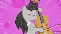 Size: 640x360 | Tagged: safe, derpibooru import, screencap, octavia melody, earth pony, pony, season 5, slice of life (episode), animated, bow (instrument), cello, cello bow, eyes closed, female, gif, gifs.com, image, mare, musical instrument, solo