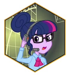 Size: 2542x2721 | Tagged: safe, artist:kromah, derpibooru import, sci-twi, twilight sparkle, dwarf, cozy job, danger, darkness, deep rock galactic, dwarves, glasses, icon, image, mission control, png, rock and stone