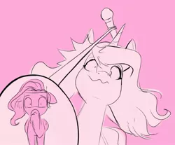 Size: 2048x1693 | Tagged: safe, artist:raphaeldavid, derpibooru import, pipp petals, my little pony: make your mark, spoiler:my little pony: make your mark, g5, image, jpeg, microphone, microphone stand, ouch, pink background, simple background