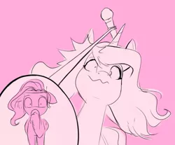 Size: 2849x2355 | Tagged: safe, artist:raphaeldavid, derpibooru import, izzy moonbow, pipp petals, my little pony: make your mark, spoiler:my little pony: make your mark, g5, image, microphone, microphone stand, ouch, pink background, png, simple background