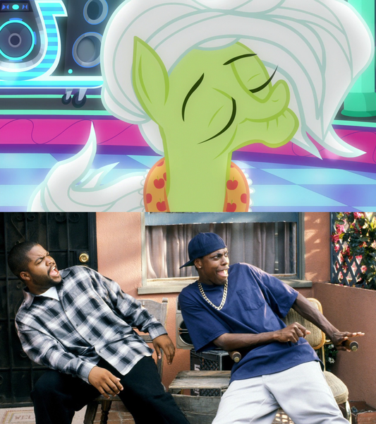 Size: 1280x1440 | Tagged: safe, derpibooru import, edit, edited screencap, screencap, granny smith, earth pony, human, pony, grannies gone wild, chris tucker, damn, image, irl, irl human, photo, png