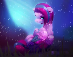 Size: 1985x1544 | Tagged: safe, artist:itssim, derpibooru import, zipp storm, pegasus, pony, adorazipp, cute, female, g5, image, jpeg, looking at you, looking back, looking back at you, mare, rain, sad, sitting, solo, wet, wet mane