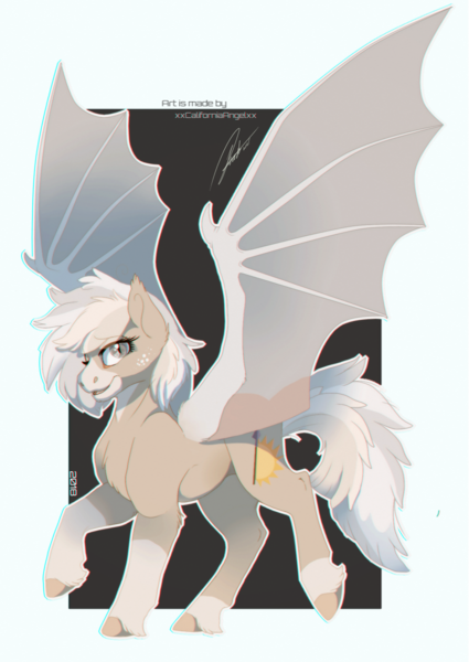 Size: 1283x1813 | Tagged: safe, artist:kingprobby, derpibooru import, oc, oc:cuddy, bat pony, pony, deviantart watermark, female, image, mare, obtrusive watermark, png, solo, watermark