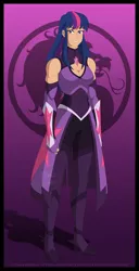 Size: 1920x3750 | Tagged: safe, artist:pyrus-leonidas, derpibooru import, twilight sparkle, human, series:mortal kombat:defenders of equestria, armor, boob window, boots, clothes, crossover, female, fingerless gloves, gloves, grin, high heel boots, humanized, image, jpeg, mortal kombat, shoes, skirt, smiling, solo