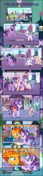 Size: 1750x7146 | Tagged: safe, artist:shootingstarsentry, derpibooru import, fluttershy, princess cadance, princess flurry heart, rarity, spike, starlight glimmer, sunburst, twilight sparkle, twilight sparkle (alicorn), oc, oc:star curve, alicorn, dragon, pony, comic:the next generation, baby, baby pony, crystal empire, image, offspring, older, parent:starlight glimmer, parent:sunburst, parents:starburst, png, sunshine sunshine, winged spike, wings