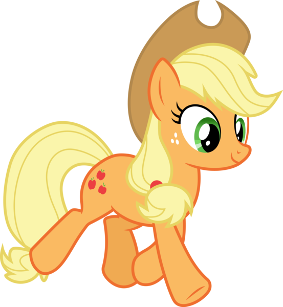 Size: 3000x3254 | Tagged: safe, artist:cloudyglow, artist:yanoda, derpibooru import, applejack, earth pony, pony, father knows beast, .ai available, cowboy hat, cutie mark, female, hat, high res, image, mare, png, running, smiling, solo, stetson, vector