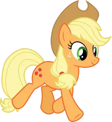 Size: 3000x3254 | Tagged: safe, artist:cloudyglow, artist:yanoda, derpibooru import, applejack, earth pony, pony, father knows beast, .ai available, cowboy hat, cutie mark, female, hat, high res, image, mare, png, running, smiling, solo, stetson, vector