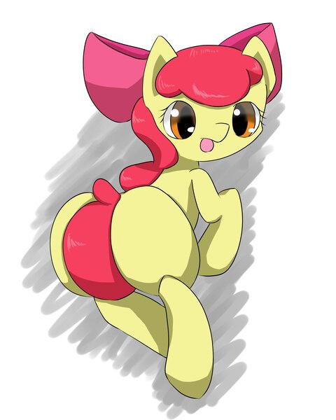 Size: 2195x2743 | Tagged: safe, artist:up_p_ab, derpibooru import, apple bloom, earth pony, pony, :p, bloom butt, butt, female, filly, foal, image, jpeg, looking at you, solo, tongue out