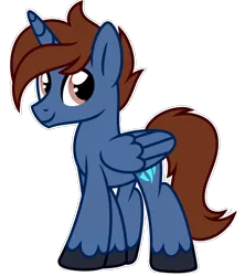 Size: 793x894 | Tagged: safe, artist:lupulrafinat, derpibooru import, oc, unofficial characters only, alicorn, pony, alicorn oc, horn, image, male, png, simple background, smiling, solo, stallion, transparent background, unshorn fetlocks, wings