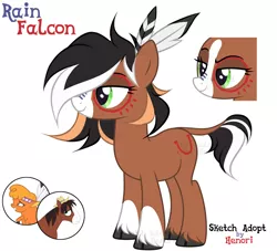 Size: 3300x3000 | Tagged: safe, artist:henorinya, derpibooru import, little strongheart, trouble shoes, oc, oc:rain falcon, buffalo, earth pony, pony, bedroom eyes, eyeliner, female, fusion, hat, image, leonine tail, makeup, male, mare, png, simple background, smiling, smirk, stallion, tail, tattoo, unshorn fetlocks, white background