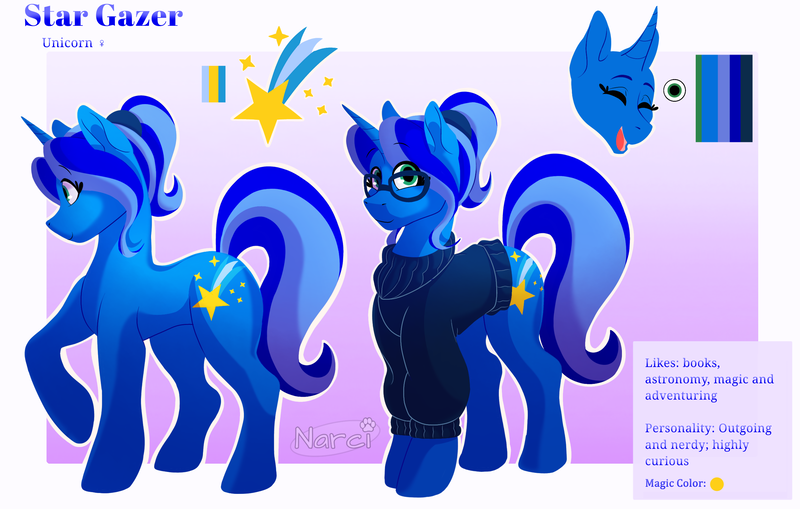 Size: 2700x1717 | Tagged: safe, artist:narci, derpibooru import, oc, oc:star gazer, unicorn, image, png