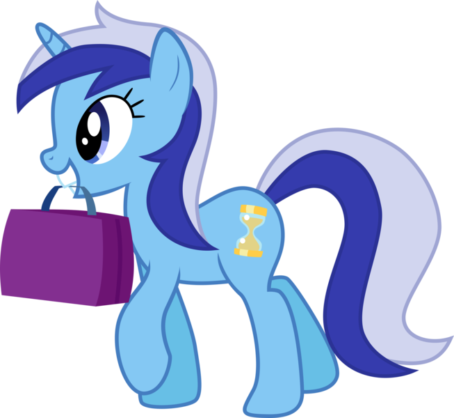 Size: 2555x2347 | Tagged: safe, artist:skie-vinyl, derpibooru import, minuette, pony, unicorn, cute, female, high res, image, mare, minubetes, mouth hold, png, simple background, solo, suitcase, transparent background, vector