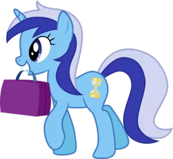 Size: 2555x2347 | Tagged: safe, artist:skie-vinyl, derpibooru import, minuette, pony, unicorn, cute, female, high res, image, mare, minubetes, mouth hold, png, simple background, solo, suitcase, transparent background, vector
