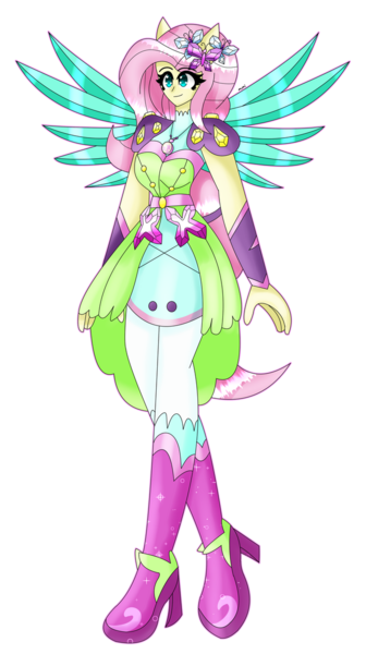 Size: 669x1194 | Tagged: safe, artist:eeveeglaceon, fluttershy, equestria girls, boots, crystal guardian, high heel boots, image, png, shoes, solo