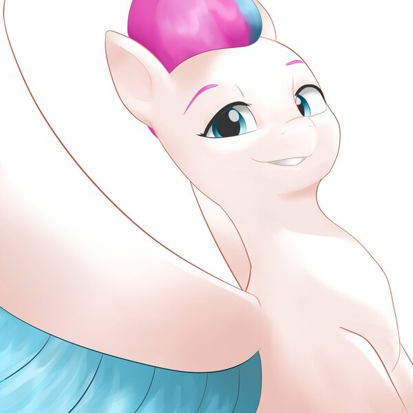 Size: 1600x1600 | Tagged: safe, artist:pascal571, derpibooru import, zipp storm, pegasus, pony, colored wings, eyebrows, female, g5, grin, image, jpeg, looking at you, mare, simple background, smiling, smiling at you, solo, spread wings, white background, wings