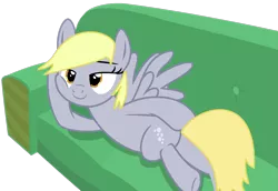 Size: 1569x1078 | Tagged: safe, artist:katnekobase, artist:twilyisbestpone, derpibooru import, derpy hooves, pegasus, pony, base used, couch, cute, derpabetes, derpibooru exclusive, draw me like one of your french girls, female, hoof on cheek, image, lidded eyes, looking at you, lying down, mare, png, prone, seductive, seductive pose, sexy, side, simple background, smiling, solo, transparent background