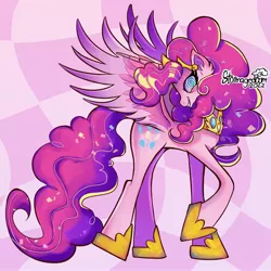 Size: 2500x2500 | Tagged: safe, artist:stormagedoom, derpibooru import, idw, pinkie pie, alicorn, pony, spoiler:comic57, alicornified, female, grin, high res, image, jpeg, mare, pinkiecorn, princess of chaos, race swap, smiling, solo, swirly eyes, xk-class end-of-the-world scenario