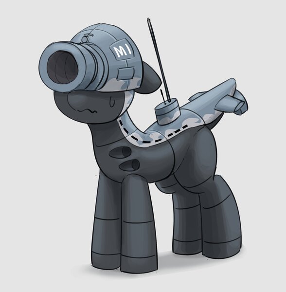 Size: 1970x2010 | Tagged: safe, artist:pabbley, derpibooru import, ponified, object pony, original species, pony, gray background, gun, image, jpeg, simple background, solo, submarine, weapon